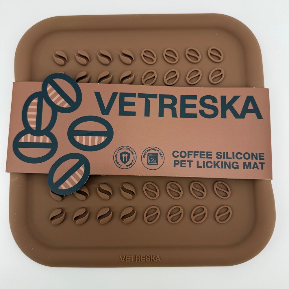 Coffee Silicone Pet Licking Mat Brown Enrichment‎ Dog Cat Toy Vetreska